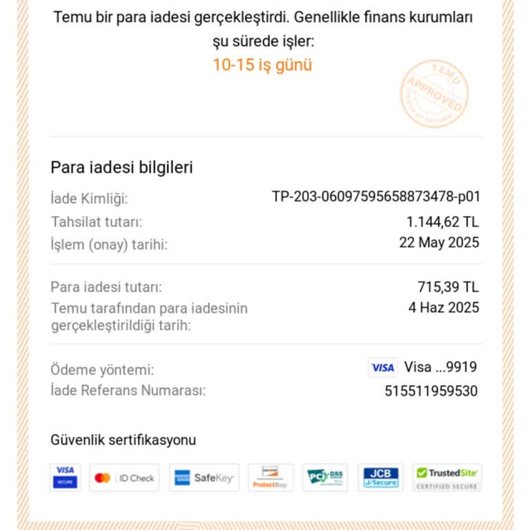 İade Sonrası Eksik Para İadesi Ve Yetersiz Müşteri Hizmeti