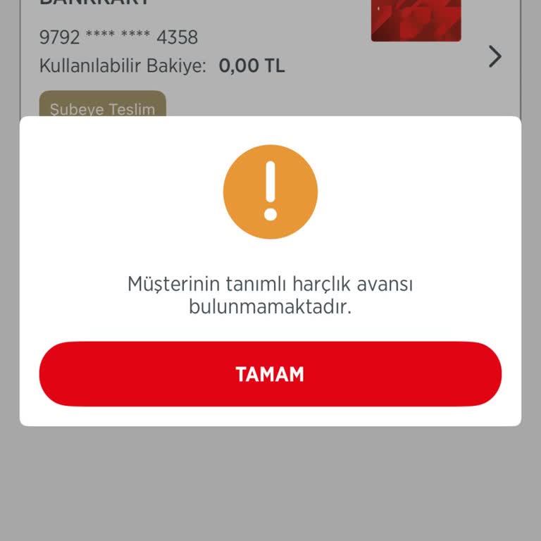 Harçlık Avansım Kesildi, Kullanamıyorum Ve Hata Mesajı Alıyorum