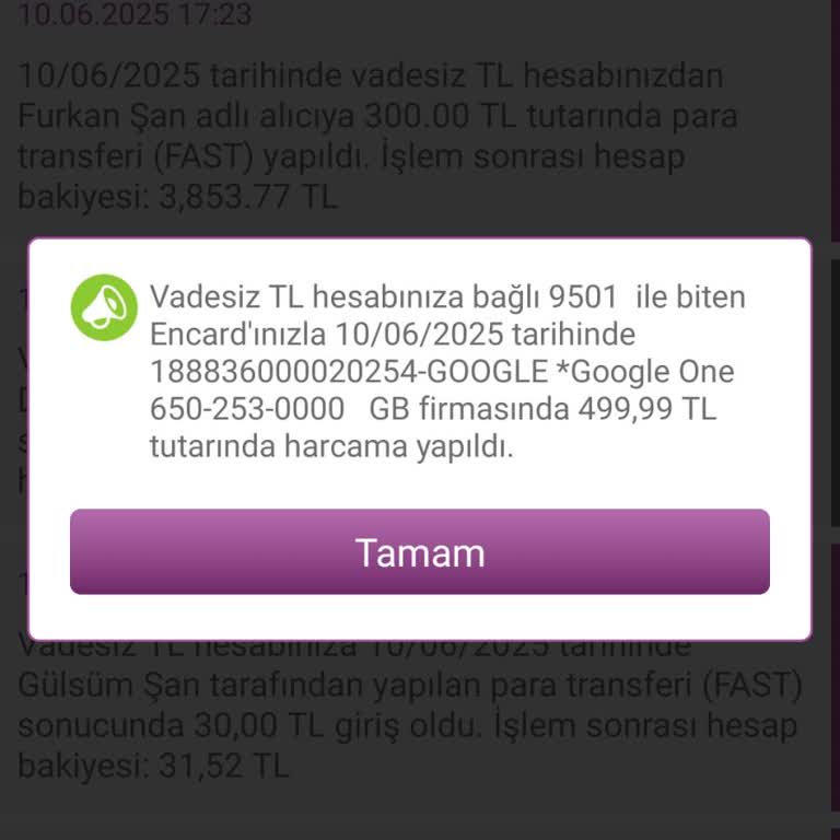 Bilgim Dışında Yapılan Yüksek Tutarli Google One Harcaması Mağduriyeti
