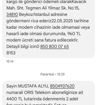 Modem İadesinde Eksik Parça Bahanesiyle Haksız Ceza Talebi
