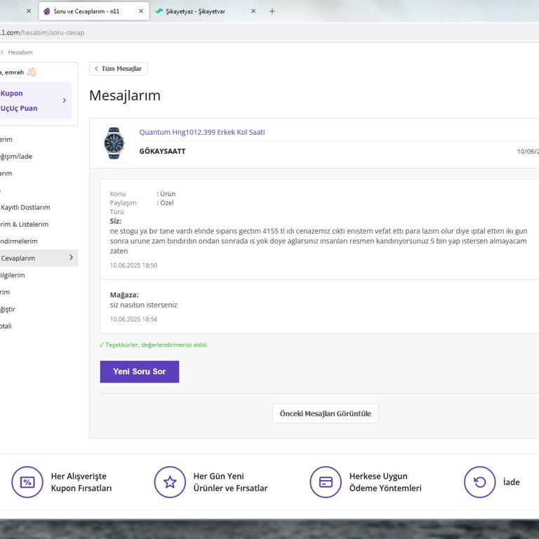 Sipariş İptali Sonrası Fiyat Artışı Ve Satıcı İletişimi Mağduriyeti