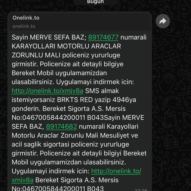 Başkasına Ait Poliçe Bilgileri Yanlışlıkla Tarafıma Gönderiliyor