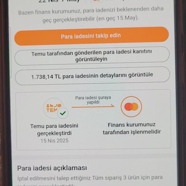 Temu'dan İade Edilen Param Banka Tarafından Geri Ödenmedi