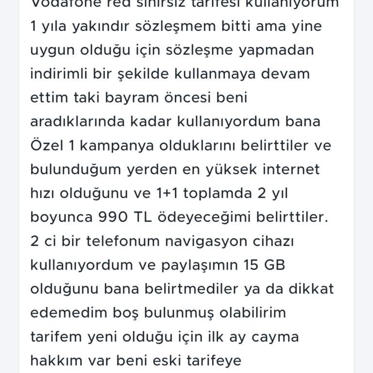 Vodafone Yeni Tarifede Cayma Hakkım Engellendi, Mağdur Edildim