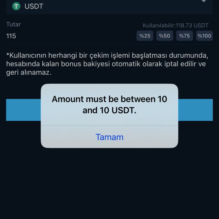 USDT Çekiminde Sürekli Hata Alıyorum, Sorunum Çözülmüyor