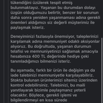 Stokta Olmayan Ürün İçin Sipariş Alındı, Para İadesi Ve Bilgilendirme Yok