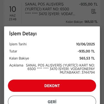 Yatırılan Para Vodafone Pay Cüzdanıma Geçmedi