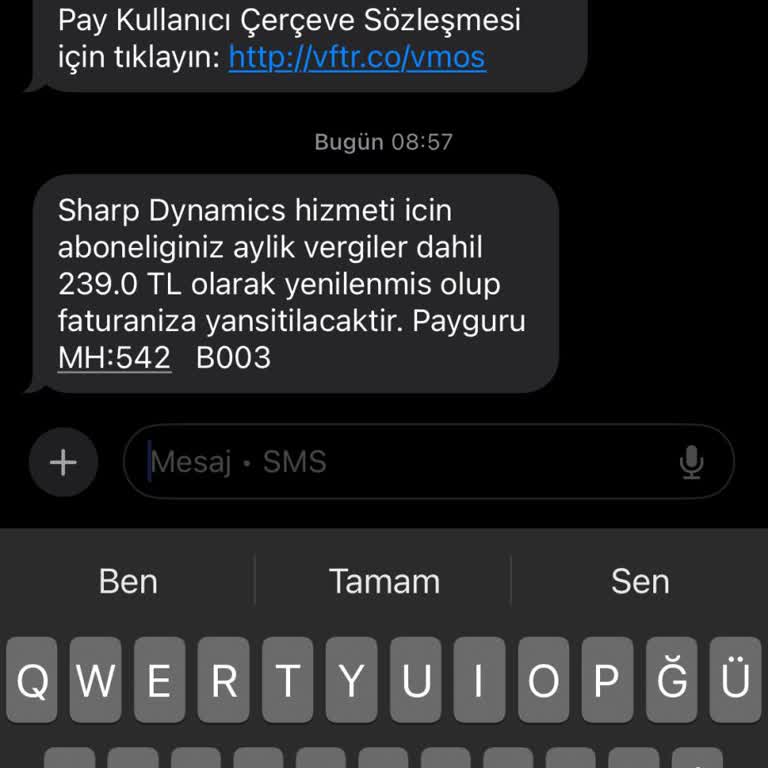 Vodafone Sharp Dynamics Aboneliği Ücretinin İptal Edilmemesi Ve Faturaya Yansıtılması