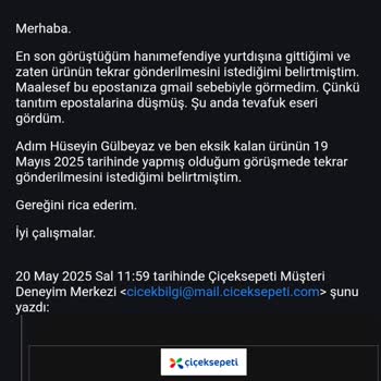 Çiçek Sepeti Siparişim Eksik Geldi Satıcıya Ulaşamıyorum