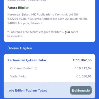 1 Günlük Araç Kiralamasında Yüksek Ücret Kesintisi Şoku