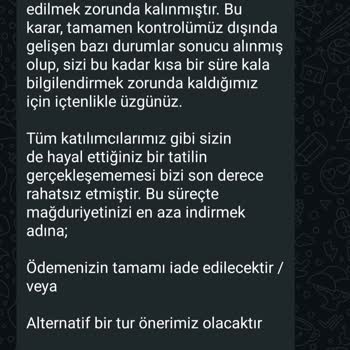 İptal Edilen Tur Sonrası İletişimsizlik Ve Mağduriyet