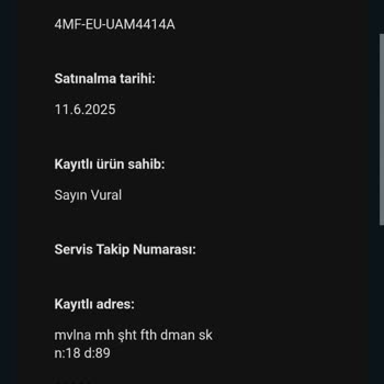 Satın Aldığım Dyson Süpürgenin Seri No Kaydı Hatalı Ve Belge Sunulmuyor