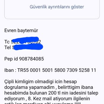 Pep Hesabımdaki Bakiyemi Ve Kart Ücretimi İade Alamıyorum, Destek Yok