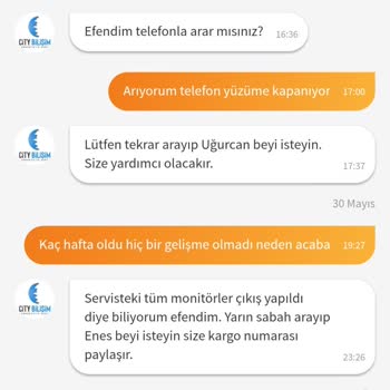 City Bilişim'den Alınan Bilgisayarın Arızası Ve Monitör Sözünün Yerine Getirilmemesi