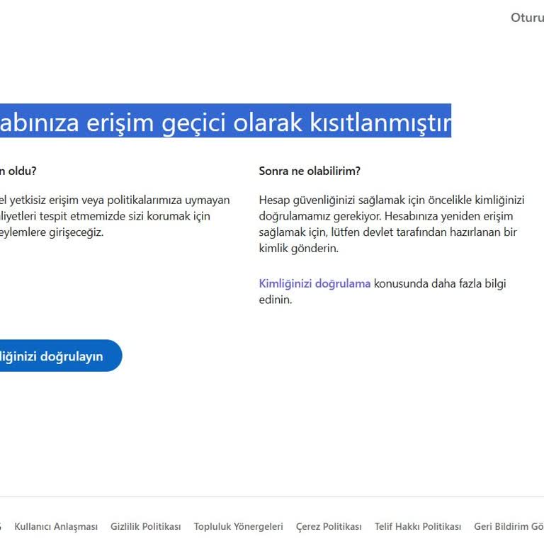 Doğru Kodla Giriş Yapılamıyor, Hesap Erişimi Kısıtlandı