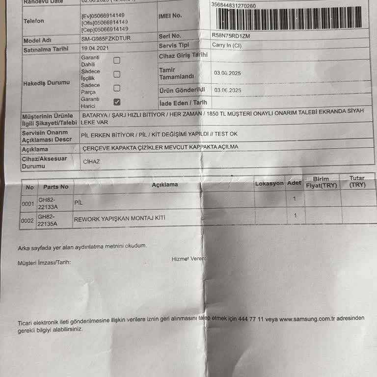 Batarya Değişimi Sonrası Ekranda Leke Oluştu, Mağduriyetim Giderilmiyor