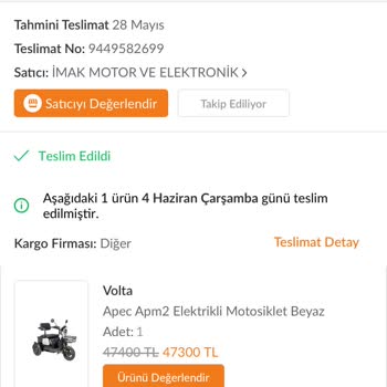 Trendyol Yanlış Renk Mopet Teslim Edildi Para İadesi Gecikti Müşteri Hizmetleri Çözüm Sunmuyor