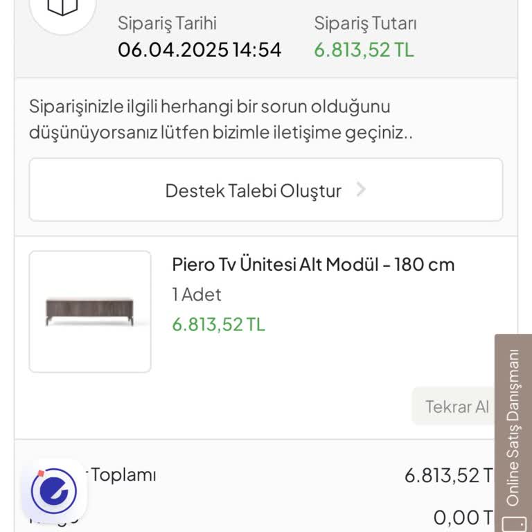 Doğtaş'tan Sipariş Edilen TV Ünitesinin Teslimatı Gecikti, Bilgi Verilmiyor
