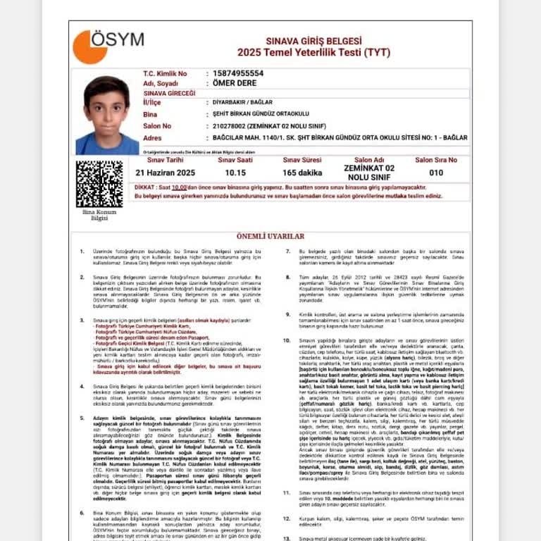 Sınav Giriş Belgesinde Fotoğrafım Güncellenmiyor, Acil Çözüm Bekliyorum