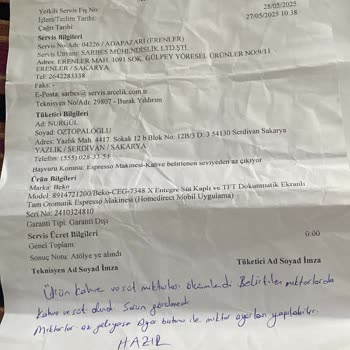 Beko Espresso Makinesi Arızaları Ve Uzun Süren Servis Süreci Mağduriyeti