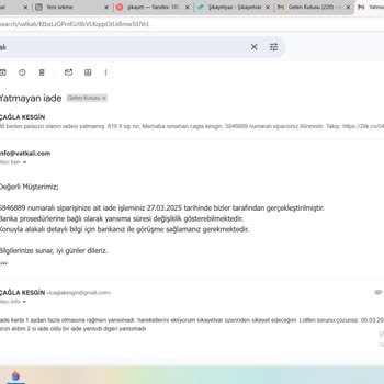 İade Edilen Pantolonların Ücreti Totemim Card'a Yansımadı