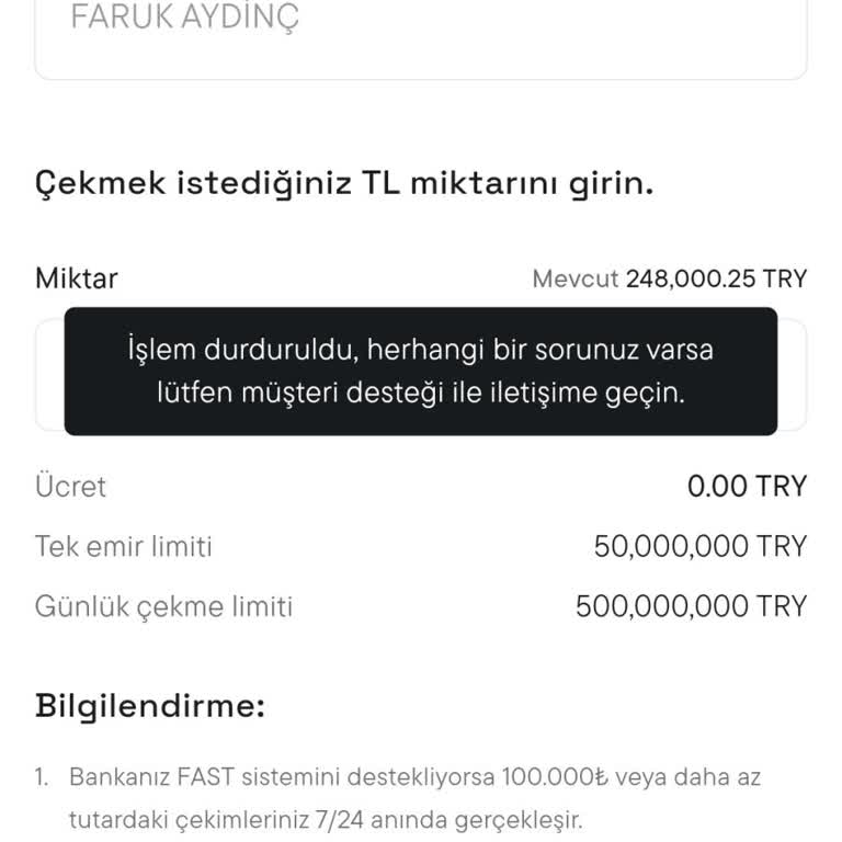 Hesabım Keyfi Olarak Kısıtlandı, Param Mağduriyetimle Alıkondu