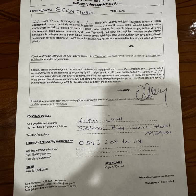 Yanlış Bilgilendirme Ve Geciken Bagaj Nedeniyle Mağduriyet