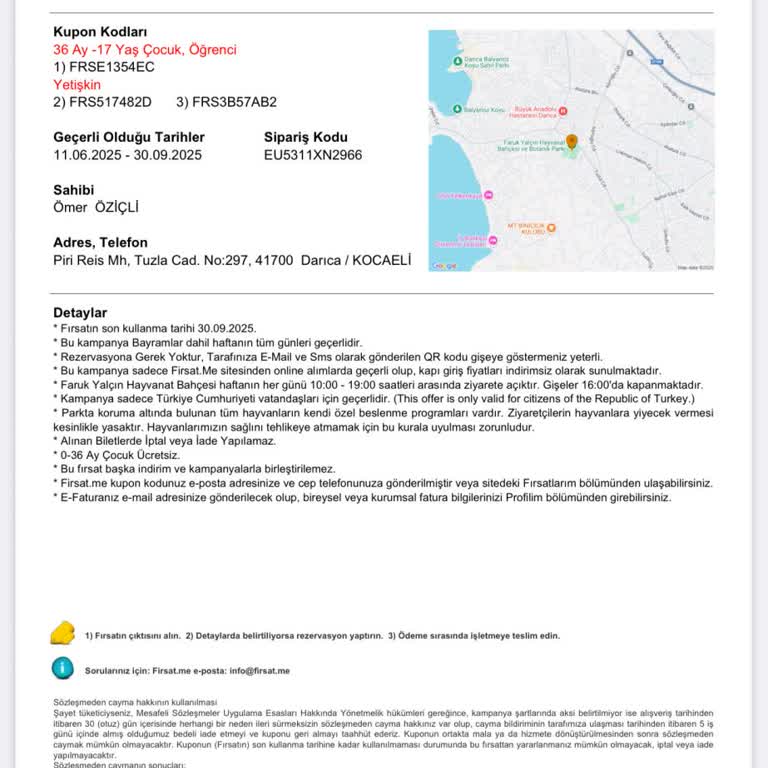 Darıca Hayvanat Bahçesi'nde Yetersiz Deneyim Ve Ücret İadesi Talebi