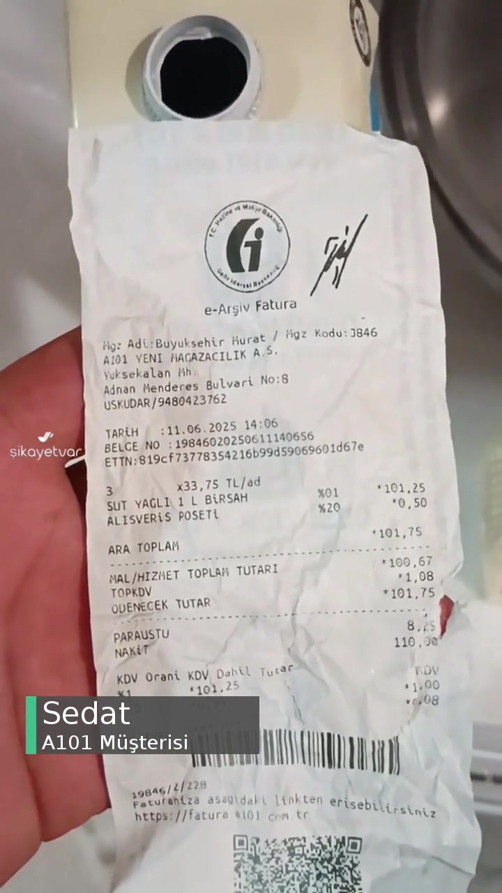 A101 Tarihi Henüz Var Olan Sütlerin Bozuk Olması! videonun kapak resmi