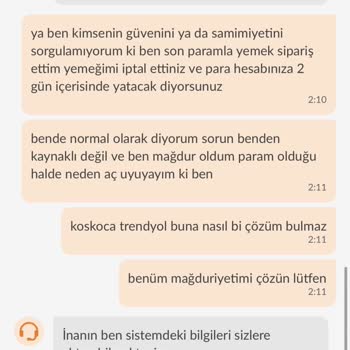 Restoran Kaynaklı İptal Edilen Siparişimin Paramı Acil İade Edin