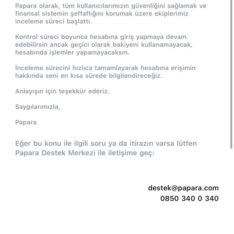 Papara Hesabım İncelemede Paramı Kullanamıyorum Mağdurum