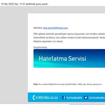 Modem İadesi Yapılmadığı Halde Haksız Fatura
