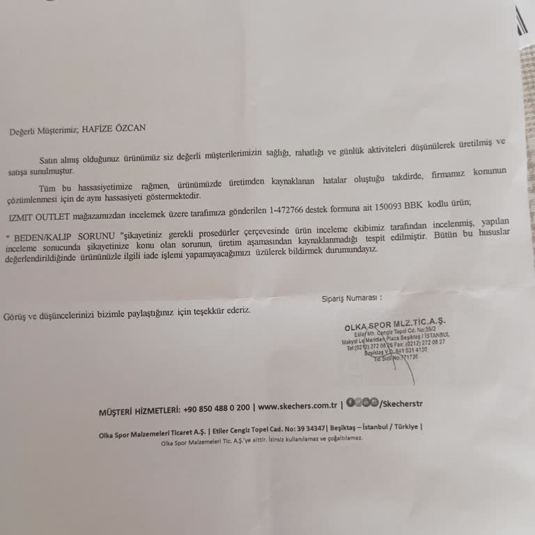 Skechers Ayakkabıda Ağrı Ve Yetersiz İnceleme Raporu Mağduriyeti