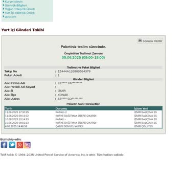 UPS Kargom Teslim Edilmedi, Evde Olmamıza Rağmen Gelinmemiş Görünüyor