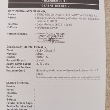 Sinbo Shb-3114 Ürünüm Çalışmıyor Müşteri Hizmetlerine Ulaşamıyorum