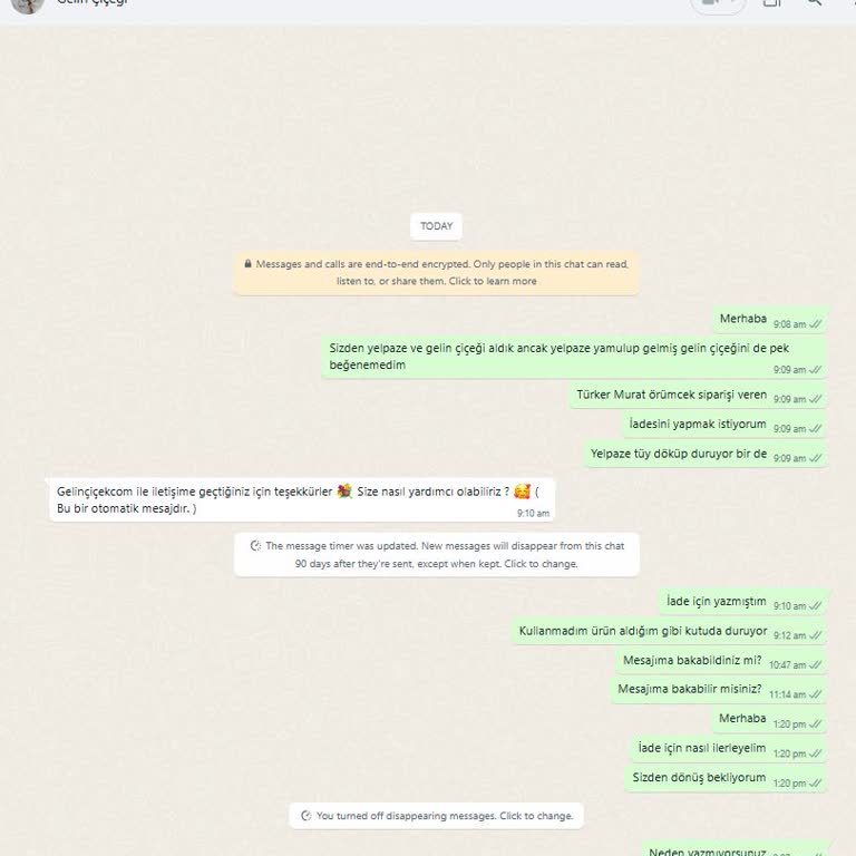 Aldığım Gelin Çiçeği Ve Yelpaze Hem Kusurlu Hem De İade Talebime Dönüş Yapılmıyor