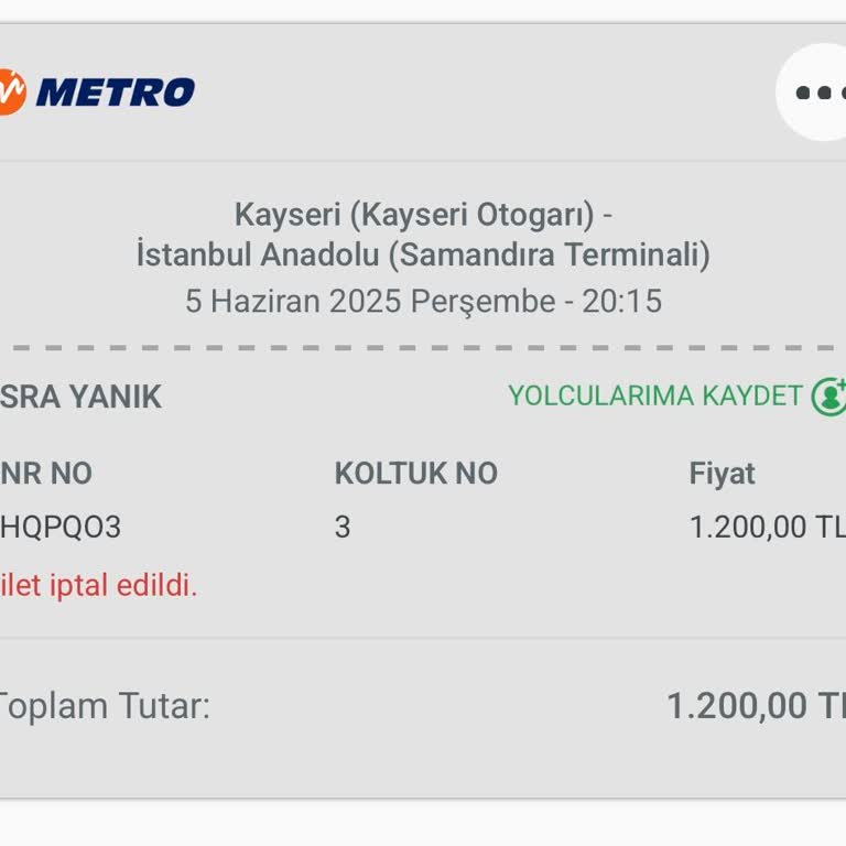 Metro Turizm İptal Edilen Biletin İadesini Yapmıyor, Müşteri Hizmetlerine Ulaşılamıyor