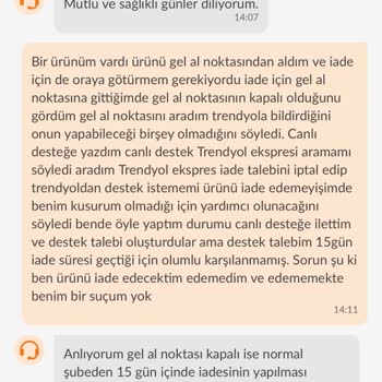 Trendyol İade Noktasının Kapalı Olması Nedeniyle Mağdur Edildim