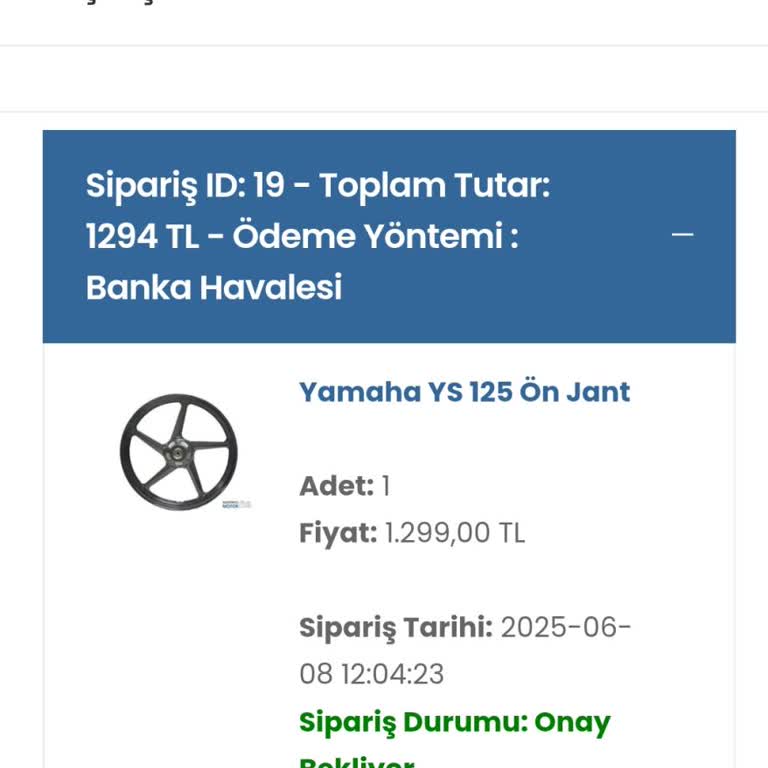 Ktv Motorlu Araçlar WhatsApp Üzerinden Ödeme Yaptım, Siparişim Onaylanmadı Ve Ulaşamıyorum