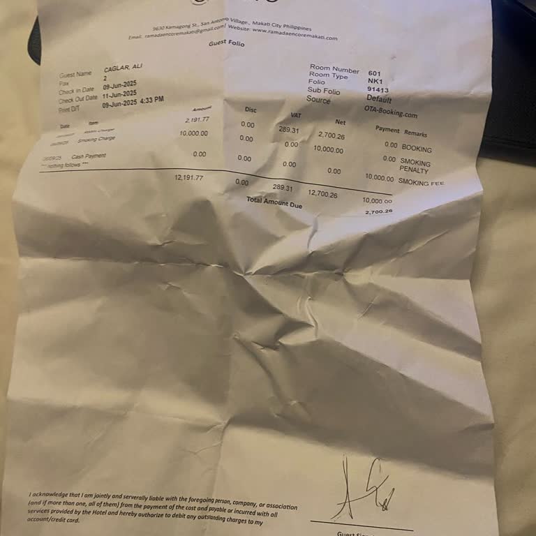 I Was Fined at Ramada Encore Manila via Booking.com Without Proof