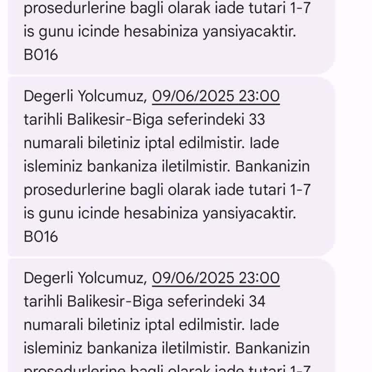 Bilet İptalinde Yaşanan Mağduriyete Çözüm Bekliyorum