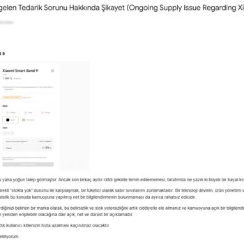Xiaomi Smart Band 9 Stokta Yok, Net Bilgi Ve Çözüm Sunulmuyor