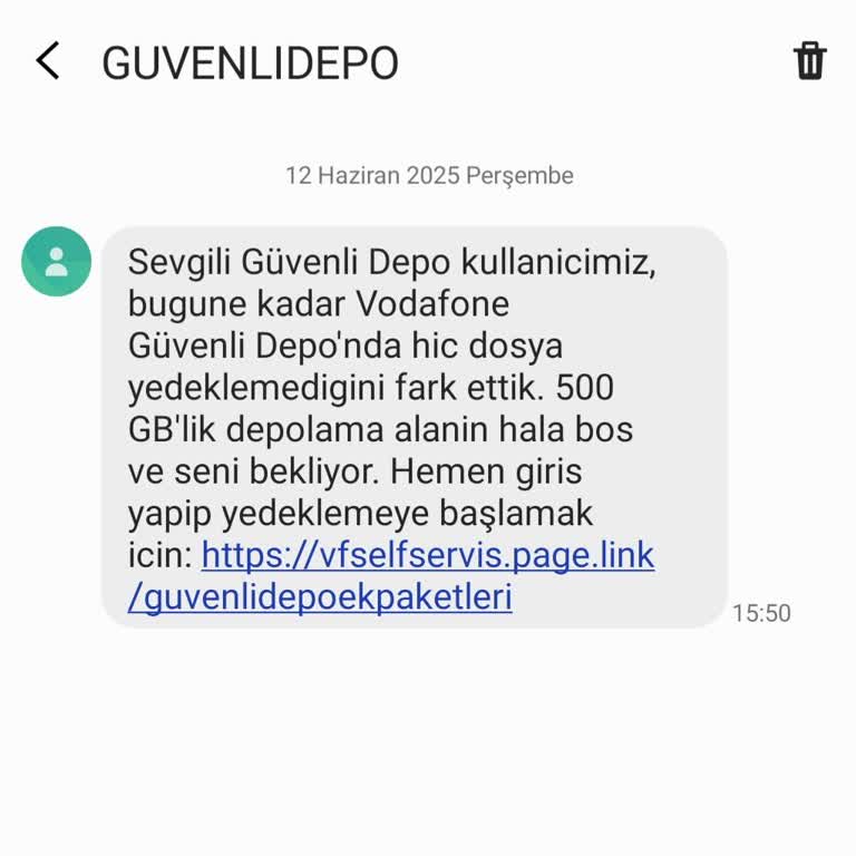 Vodafone Güvenli Depo 500 GB SMS Paketini İptal Edemiyorum