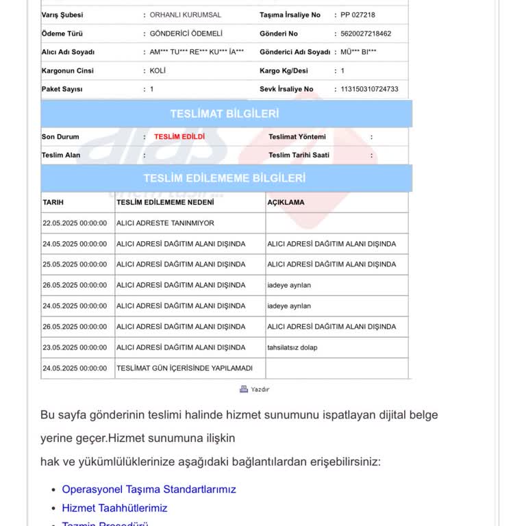 Aras Kargo'nun Tutarsız Teslimat Gerekçeleri Ve Mağduriyet