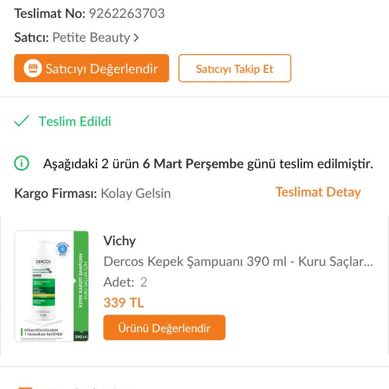 Vichy Dercos Şampuanında Renk Ve Etki Değişikliği, Müşteri Hizmetlerinden Destek Alamıyorum