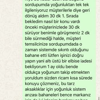 Elbise İadesi Bir Aydır Yapılmadı, Müşteri Hizmetleri Çözüm Sunmuyor