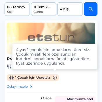 Etstur Ve Otelde 4 Yaş Çocuğa Ekstra Ücret Sürprizi