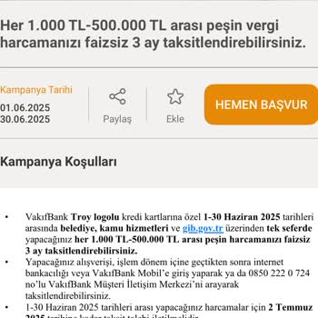 VakıfBank Troy Kart İle Vergi Ödemelerinde Taksitlendirme Sorunu