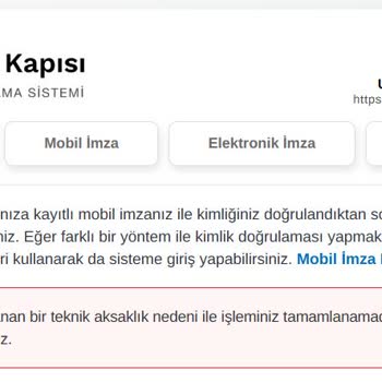 Mobil İmza İle E-Devlet Girişinde Sürekli Hata Ve Mağduriyet