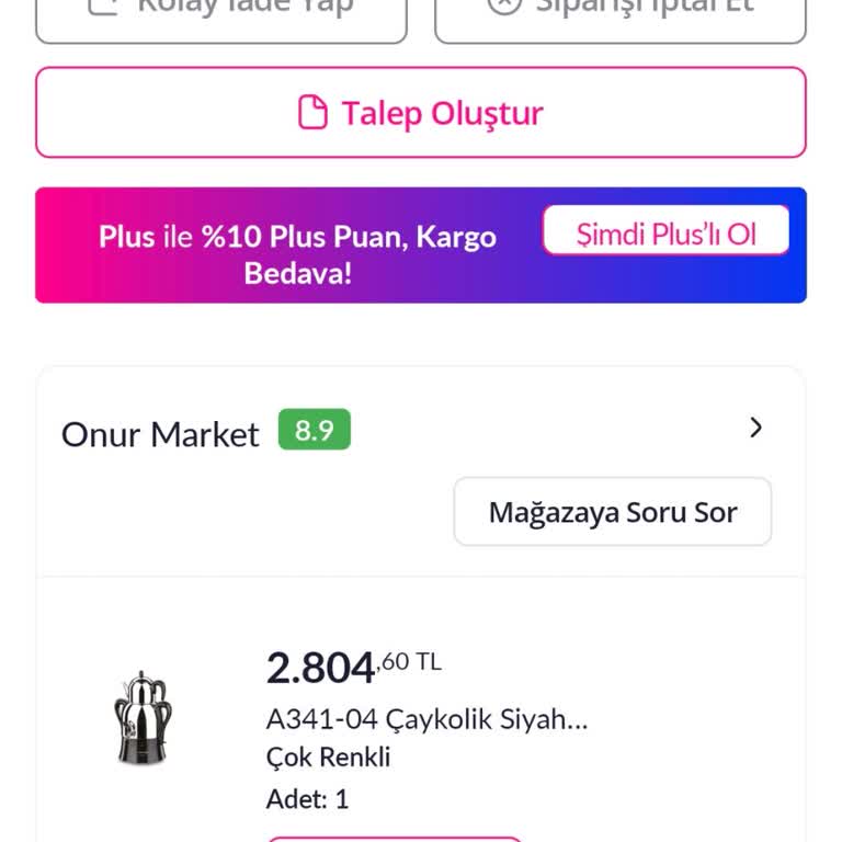 Sipariş İptal Talebim Reddedildi İade Seçeneği Kapalı